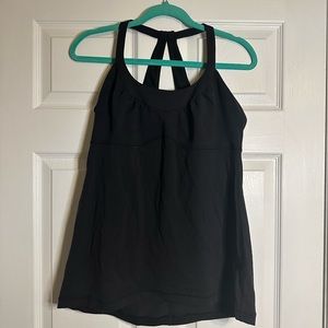 lululemon athletica Black Athletic Workout Yoga Tank Top Shelf Bra Sz 12